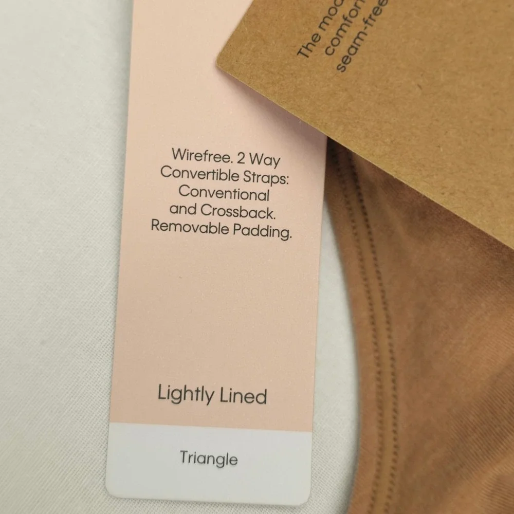 Calvin Klein‎ Women Modern Icon Triangle Bralette Tan XL Seamless Minimalist NWT